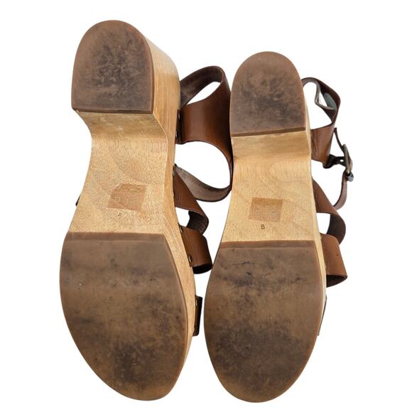 Madewell Sigrid Wood Heel Sandals Womens 9 Platform Brown Leather Studded Boho - Picture 9 of 11